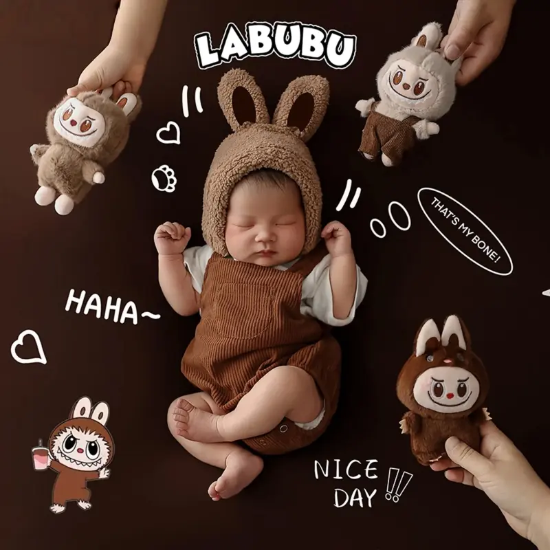 Labubu Brown Theme Set - Newborn Photography Props - Image 4
